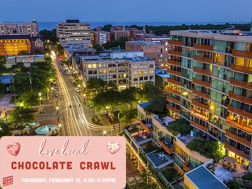 A reminder you'll love \ud83d\udc98\ud83c\udf6b The Valentine's Day Chocolate Crawl is this Thursday, Feb 12 | 4:30\u20137:30 PM in Downtown Evanston. Come stroll, snack, and satisfy that sweet tooth! 