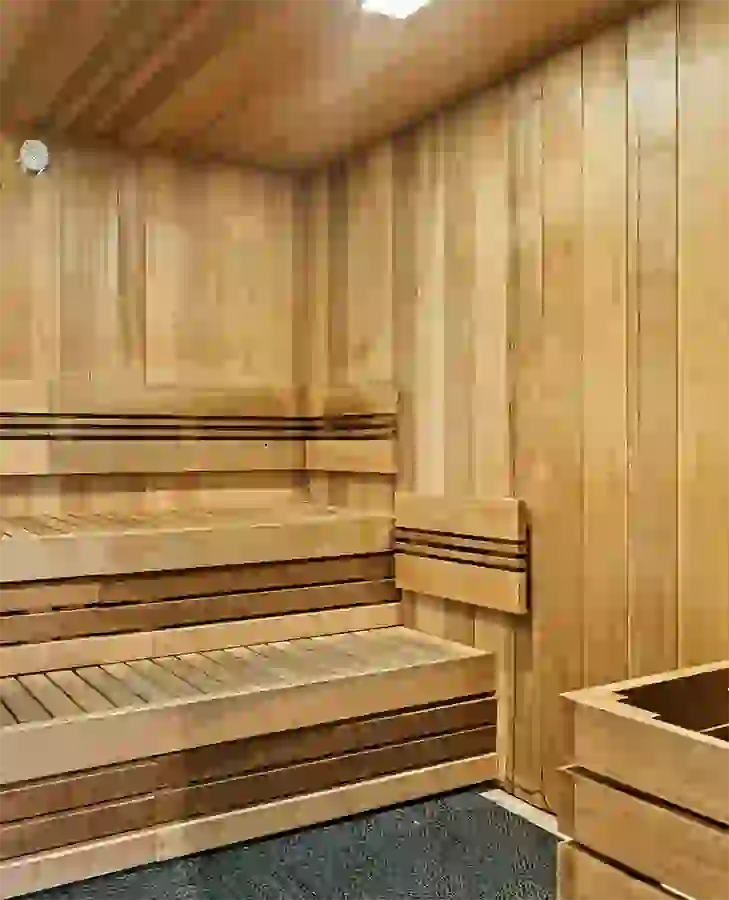 Traditional sauna with real wood