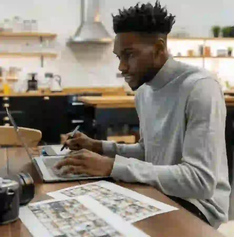 Resident using wifi with laptop